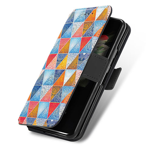 Handytasche Stand Schutzhülle Flip Leder Hülle Modisch Muster S02D für Samsung Galaxy Z Fold4 5G Braun