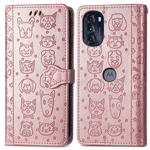 Handytasche Stand Schutzhülle Flip Leder Hülle Modisch Muster S03D für Motorola Moto G 5G (2022) Rosegold