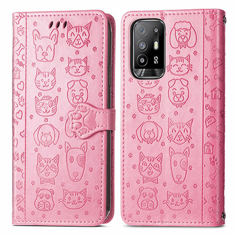 Handytasche Stand Schutzhülle Flip Leder Hülle Modisch Muster S03D für Oppo A94 5G Rosa