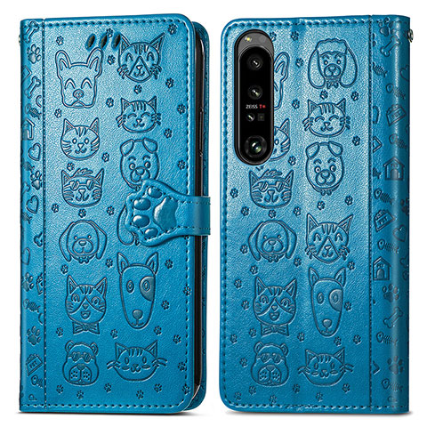 Handytasche Stand Schutzhülle Flip Leder Hülle Modisch Muster S03D für Sony Xperia 1 IV Blau