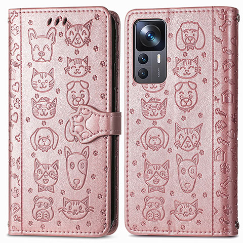 Handytasche Stand Schutzhülle Flip Leder Hülle Modisch Muster S03D für Xiaomi Mi 12T 5G Rosegold