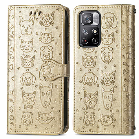 Handytasche Stand Schutzhülle Flip Leder Hülle Modisch Muster S03D für Xiaomi Poco M4 Pro 5G Gold