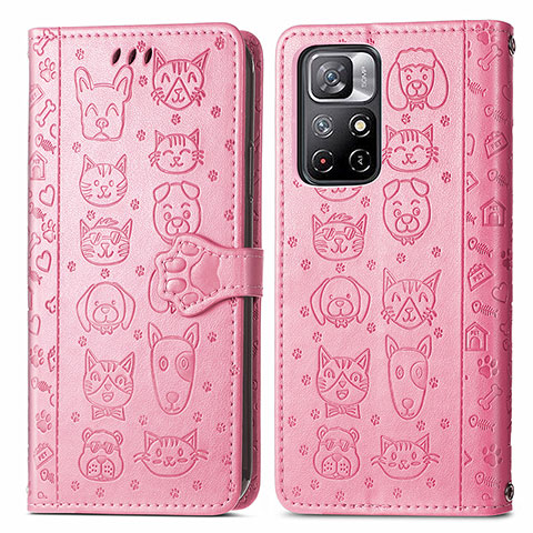 Handytasche Stand Schutzhülle Flip Leder Hülle Modisch Muster S03D für Xiaomi Poco M4 Pro 5G Rosa