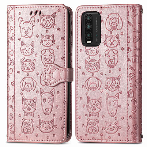 Handytasche Stand Schutzhülle Flip Leder Hülle Modisch Muster S03D für Xiaomi Redmi 9T 4G Rosa