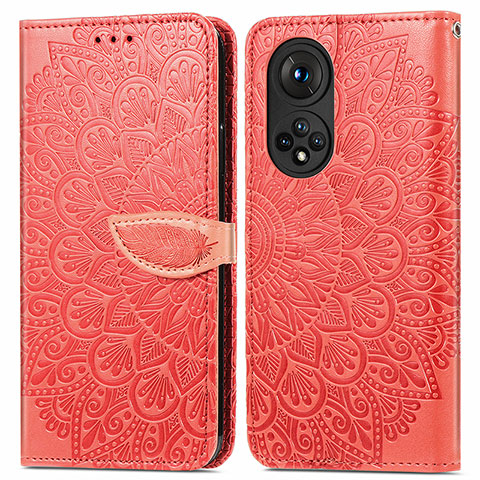 Handytasche Stand Schutzhülle Flip Leder Hülle Modisch Muster S04D für Huawei Honor 50 5G Rot