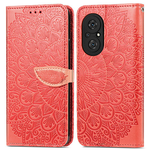 Handytasche Stand Schutzhülle Flip Leder Hülle Modisch Muster S04D für Huawei Honor 50 SE 5G Rot