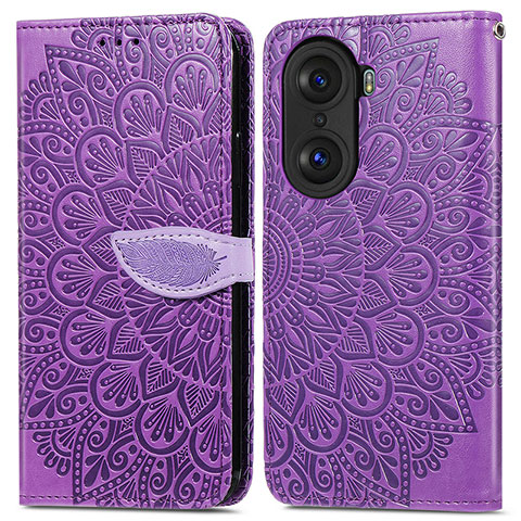 Handytasche Stand Schutzhülle Flip Leder Hülle Modisch Muster S04D für Huawei Honor 60 5G Violett