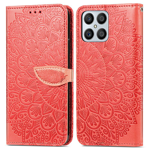 Handytasche Stand Schutzhülle Flip Leder Hülle Modisch Muster S04D für Huawei Honor X8 4G Rot