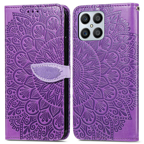 Handytasche Stand Schutzhülle Flip Leder Hülle Modisch Muster S04D für Huawei Honor X8 4G Violett