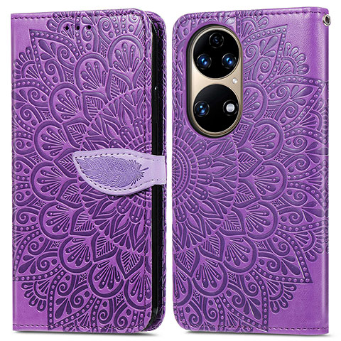 Handytasche Stand Schutzhülle Flip Leder Hülle Modisch Muster S04D für Huawei P50 Pro Violett