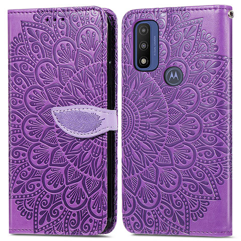 Handytasche Stand Schutzhülle Flip Leder Hülle Modisch Muster S04D für Motorola Moto G Pure Violett