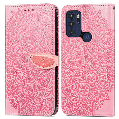 Handytasche Stand Schutzhülle Flip Leder Hülle Modisch Muster S04D für Motorola Moto G60s Rosegold