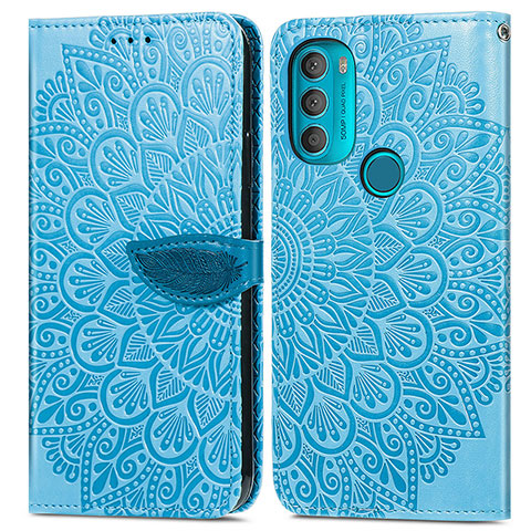 Handytasche Stand Schutzhülle Flip Leder Hülle Modisch Muster S04D für Motorola Moto G71 5G Blau