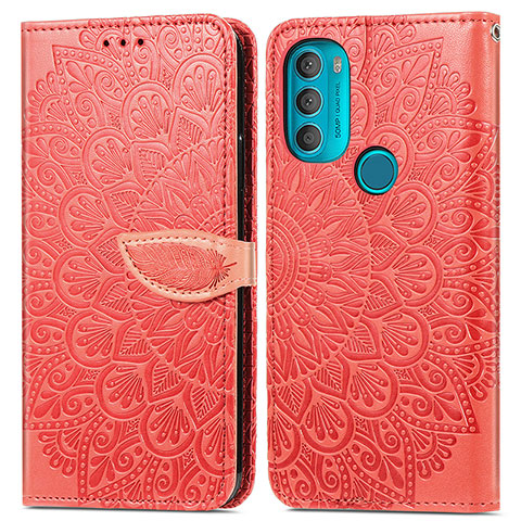 Handytasche Stand Schutzhülle Flip Leder Hülle Modisch Muster S04D für Motorola Moto G71 5G Rot