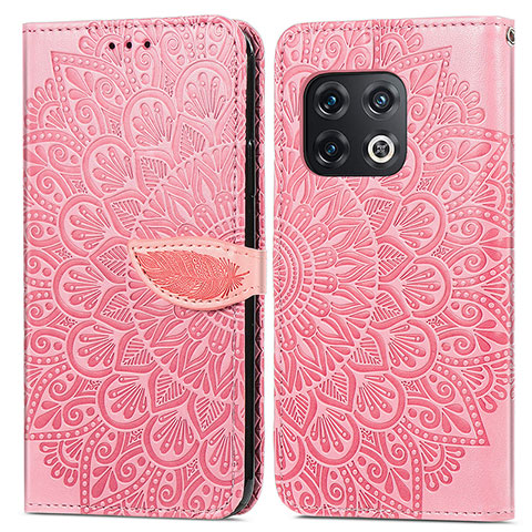 Handytasche Stand Schutzhülle Flip Leder Hülle Modisch Muster S04D für OnePlus 10 Pro 5G Rosegold