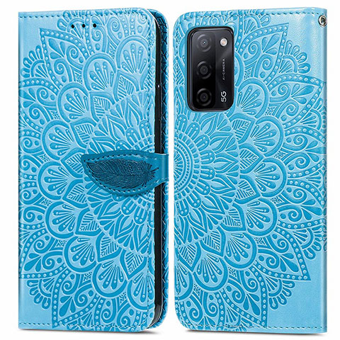 Handytasche Stand Schutzhülle Flip Leder Hülle Modisch Muster S04D für Oppo A53s 5G Blau