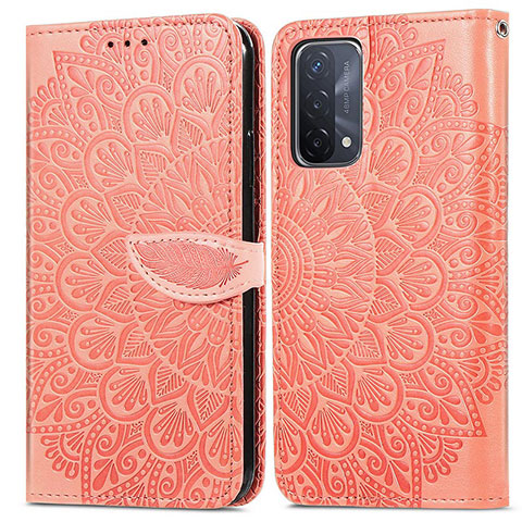 Handytasche Stand Schutzhülle Flip Leder Hülle Modisch Muster S04D für Oppo A54 5G Orange