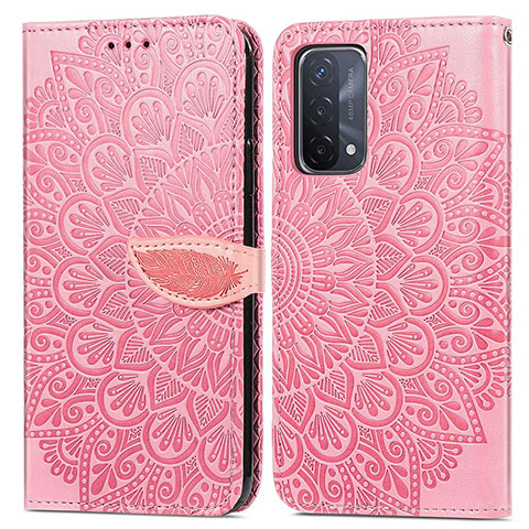 Handytasche Stand Schutzhülle Flip Leder Hülle Modisch Muster S04D für Oppo A54 5G Rosegold