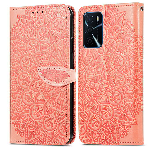 Handytasche Stand Schutzhülle Flip Leder Hülle Modisch Muster S04D für Oppo A54s Orange