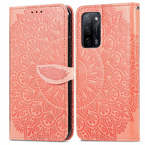 Handytasche Stand Schutzhülle Flip Leder Hülle Modisch Muster S04D für Oppo A55 5G Orange