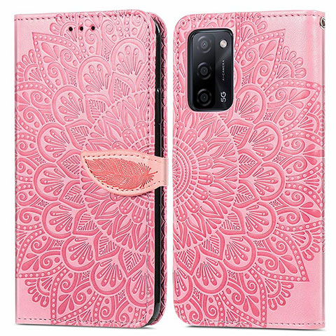 Handytasche Stand Schutzhülle Flip Leder Hülle Modisch Muster S04D für Oppo A55 5G Rosegold