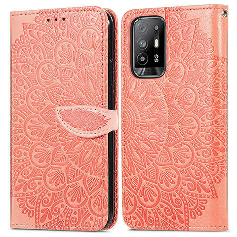 Handytasche Stand Schutzhülle Flip Leder Hülle Modisch Muster S04D für Oppo A95 5G Orange