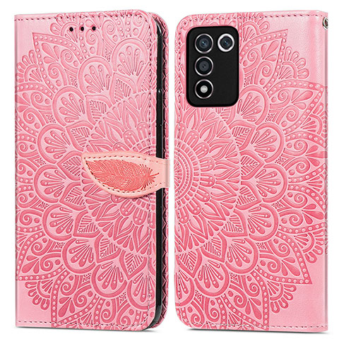 Handytasche Stand Schutzhülle Flip Leder Hülle Modisch Muster S04D für Oppo K9S 5G Rosegold