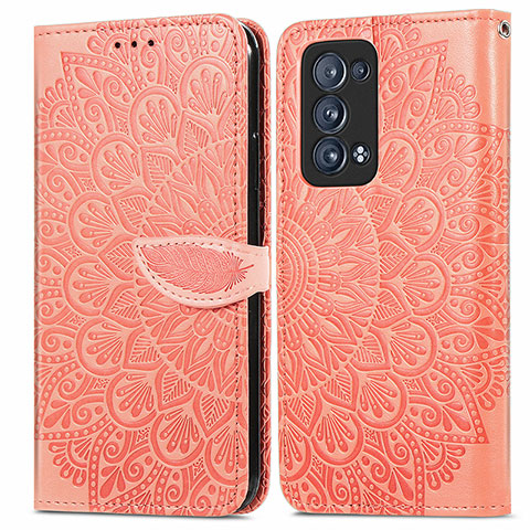 Handytasche Stand Schutzhülle Flip Leder Hülle Modisch Muster S04D für Oppo Reno6 Pro 5G Orange