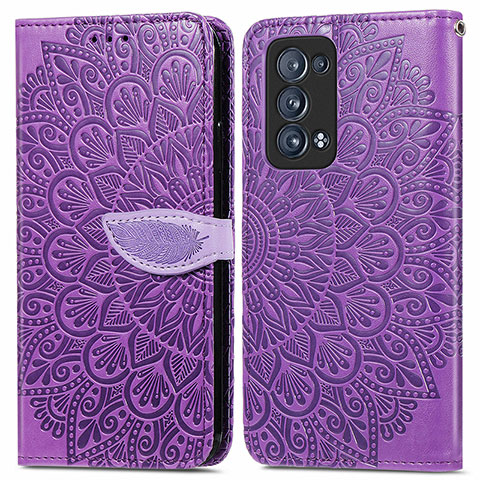 Handytasche Stand Schutzhülle Flip Leder Hülle Modisch Muster S04D für Oppo Reno6 Pro 5G Violett