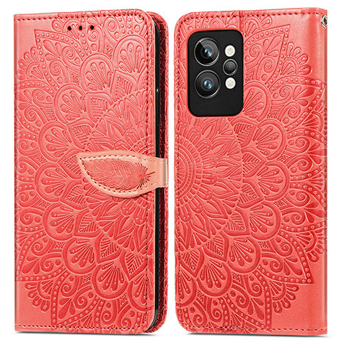 Handytasche Stand Schutzhülle Flip Leder Hülle Modisch Muster S04D für Realme GT2 Pro 5G Rot