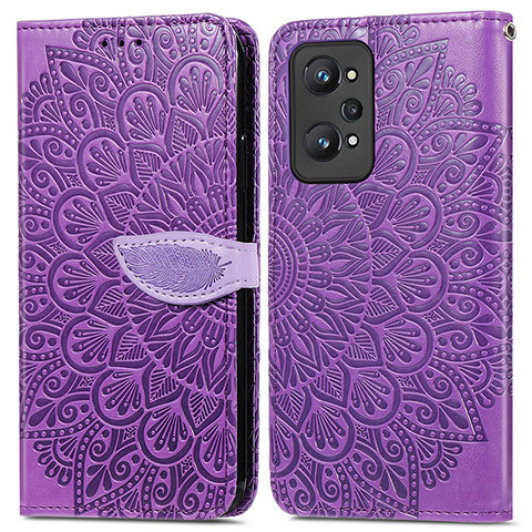 Handytasche Stand Schutzhülle Flip Leder Hülle Modisch Muster S04D für Realme Q5 Pro 5G Violett