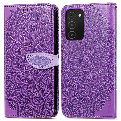 Handytasche Stand Schutzhülle Flip Leder Hülle Modisch Muster S04D für Samsung Galaxy A02s Violett