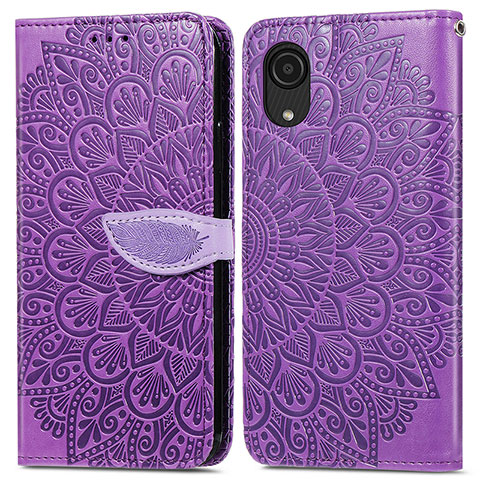 Handytasche Stand Schutzhülle Flip Leder Hülle Modisch Muster S04D für Samsung Galaxy A03 Core Violett