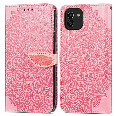 Handytasche Stand Schutzhülle Flip Leder Hülle Modisch Muster S04D für Samsung Galaxy A03 Rosegold