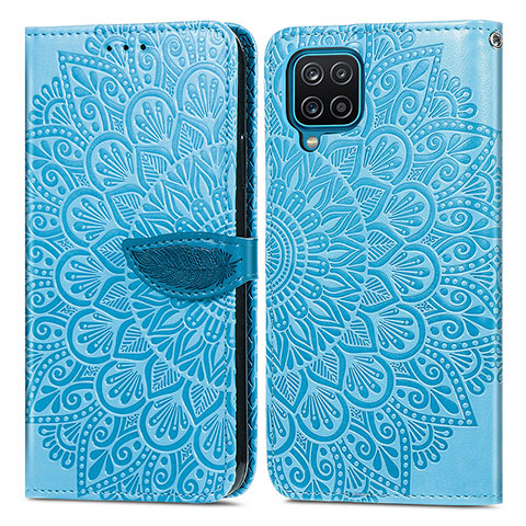 Handytasche Stand Schutzhülle Flip Leder Hülle Modisch Muster S04D für Samsung Galaxy A12 5G Blau