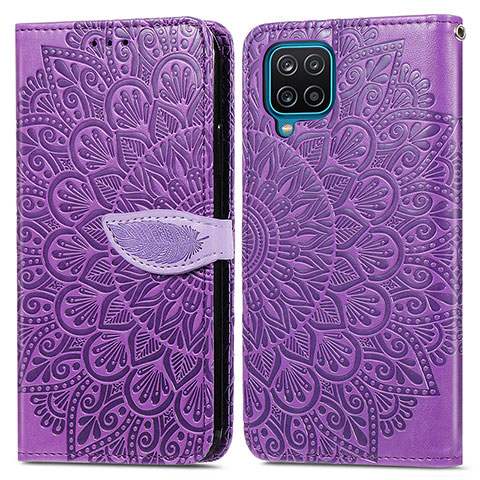 Handytasche Stand Schutzhülle Flip Leder Hülle Modisch Muster S04D für Samsung Galaxy A12 Nacho Violett