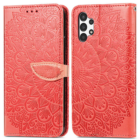 Handytasche Stand Schutzhülle Flip Leder Hülle Modisch Muster S04D für Samsung Galaxy A13 4G Rot