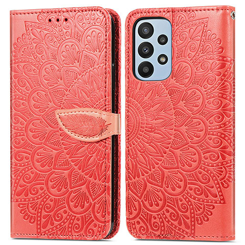 Handytasche Stand Schutzhülle Flip Leder Hülle Modisch Muster S04D für Samsung Galaxy A23 4G Rot