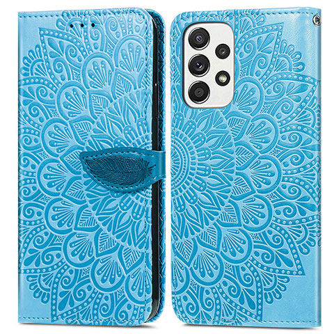 Handytasche Stand Schutzhülle Flip Leder Hülle Modisch Muster S04D für Samsung Galaxy A33 5G Blau