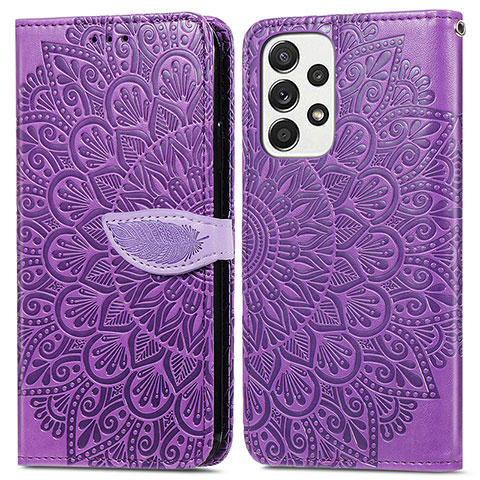 Handytasche Stand Schutzhülle Flip Leder Hülle Modisch Muster S04D für Samsung Galaxy A33 5G Violett