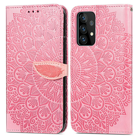 Handytasche Stand Schutzhülle Flip Leder Hülle Modisch Muster S04D für Samsung Galaxy A52 4G Rosegold