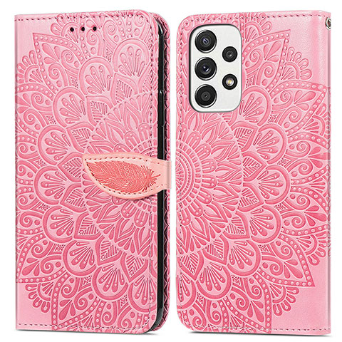 Handytasche Stand Schutzhülle Flip Leder Hülle Modisch Muster S04D für Samsung Galaxy A53 5G Rosegold