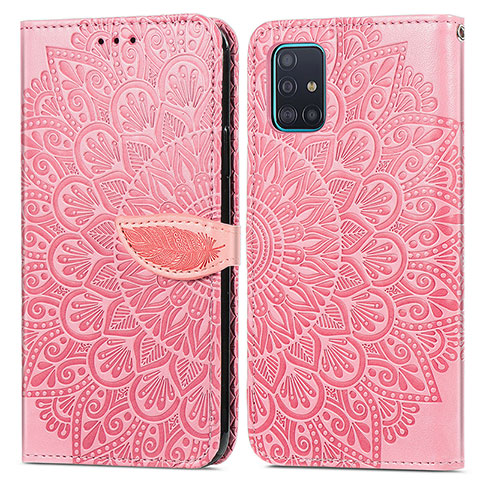 Handytasche Stand Schutzhülle Flip Leder Hülle Modisch Muster S04D für Samsung Galaxy A71 5G Rosegold