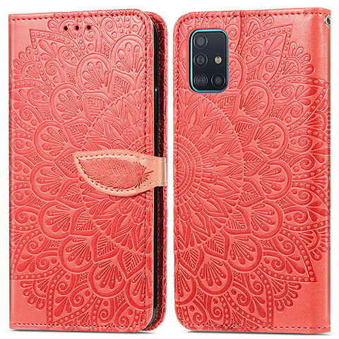 Handytasche Stand Schutzhülle Flip Leder Hülle Modisch Muster S04D für Samsung Galaxy A71 5G Rot