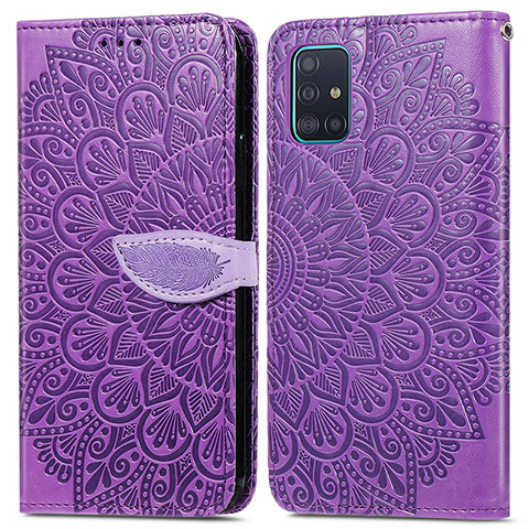 Handytasche Stand Schutzhülle Flip Leder Hülle Modisch Muster S04D für Samsung Galaxy A71 5G Violett