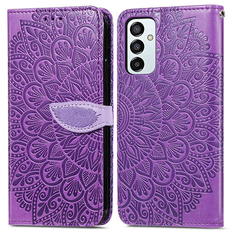 Handytasche Stand Schutzhülle Flip Leder Hülle Modisch Muster S04D für Samsung Galaxy M23 5G Violett