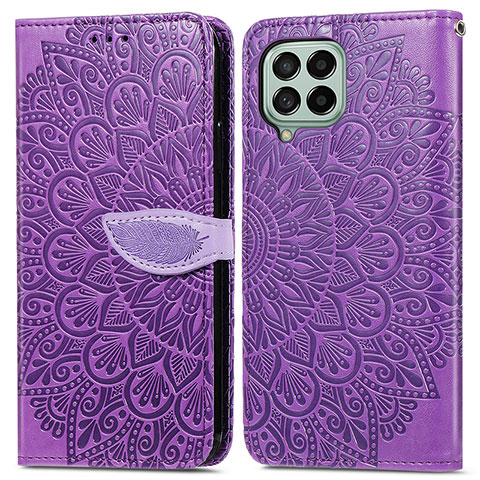 Handytasche Stand Schutzhülle Flip Leder Hülle Modisch Muster S04D für Samsung Galaxy M53 5G Violett