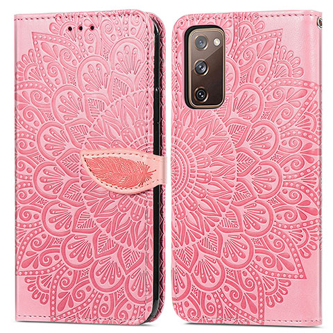 Handytasche Stand Schutzhülle Flip Leder Hülle Modisch Muster S04D für Samsung Galaxy S20 FE 5G Rosegold