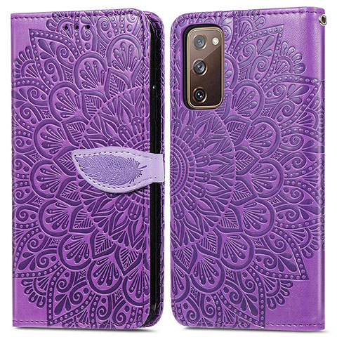 Handytasche Stand Schutzhülle Flip Leder Hülle Modisch Muster S04D für Samsung Galaxy S20 Lite 5G Violett