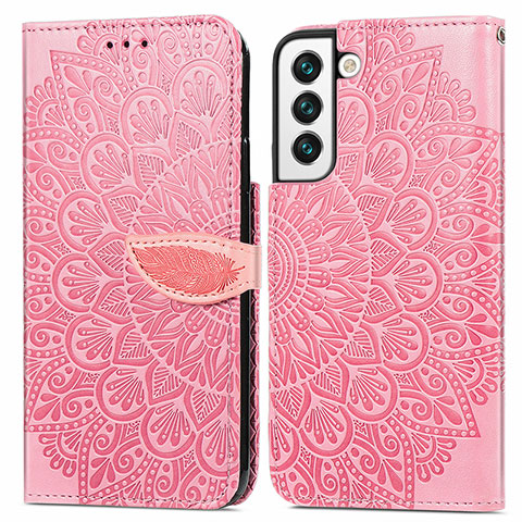 Handytasche Stand Schutzhülle Flip Leder Hülle Modisch Muster S04D für Samsung Galaxy S21 5G Rosegold